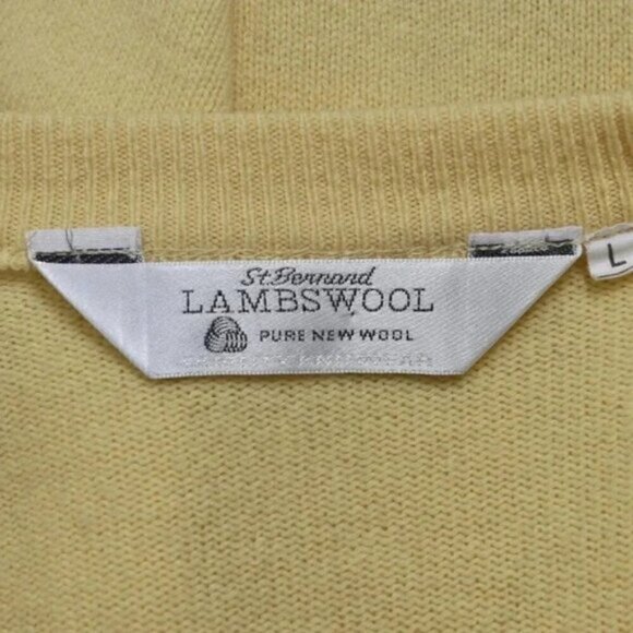 VIntage St. Bernard 100%  Lambswool Yellow Sweater Long Sleeve Size Large - Picture 8 of 14